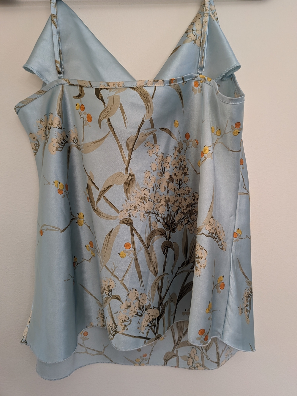 Light Blue Floral Satin Cowl Neck Camisole - Picture 7 of 7